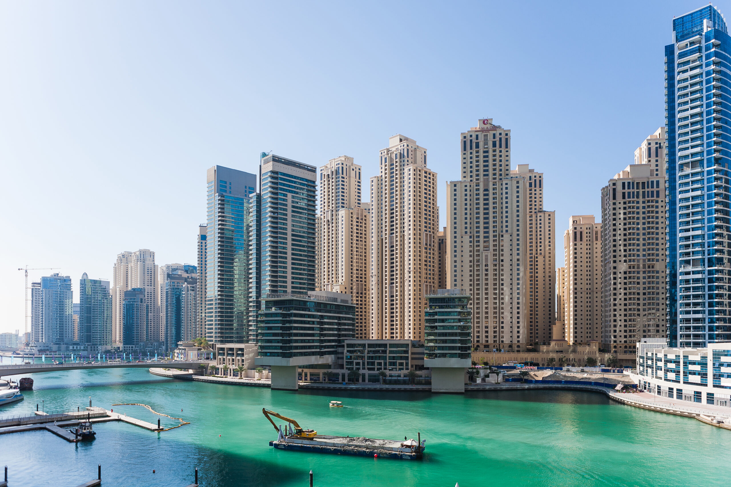 DUBAI, UAE - DECEMBER 22: Dubai Marina, on December 22, 2012, Dubai, UAE. In the city of artificial channel length of 3 kilometers along the Persian Gulf.